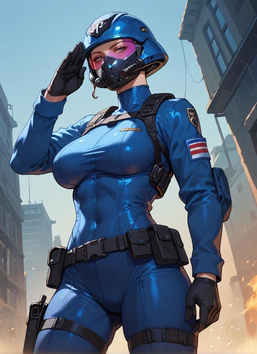 1girl, gloves, breasts, solo, bodysuit, helmet · Yamete.gg