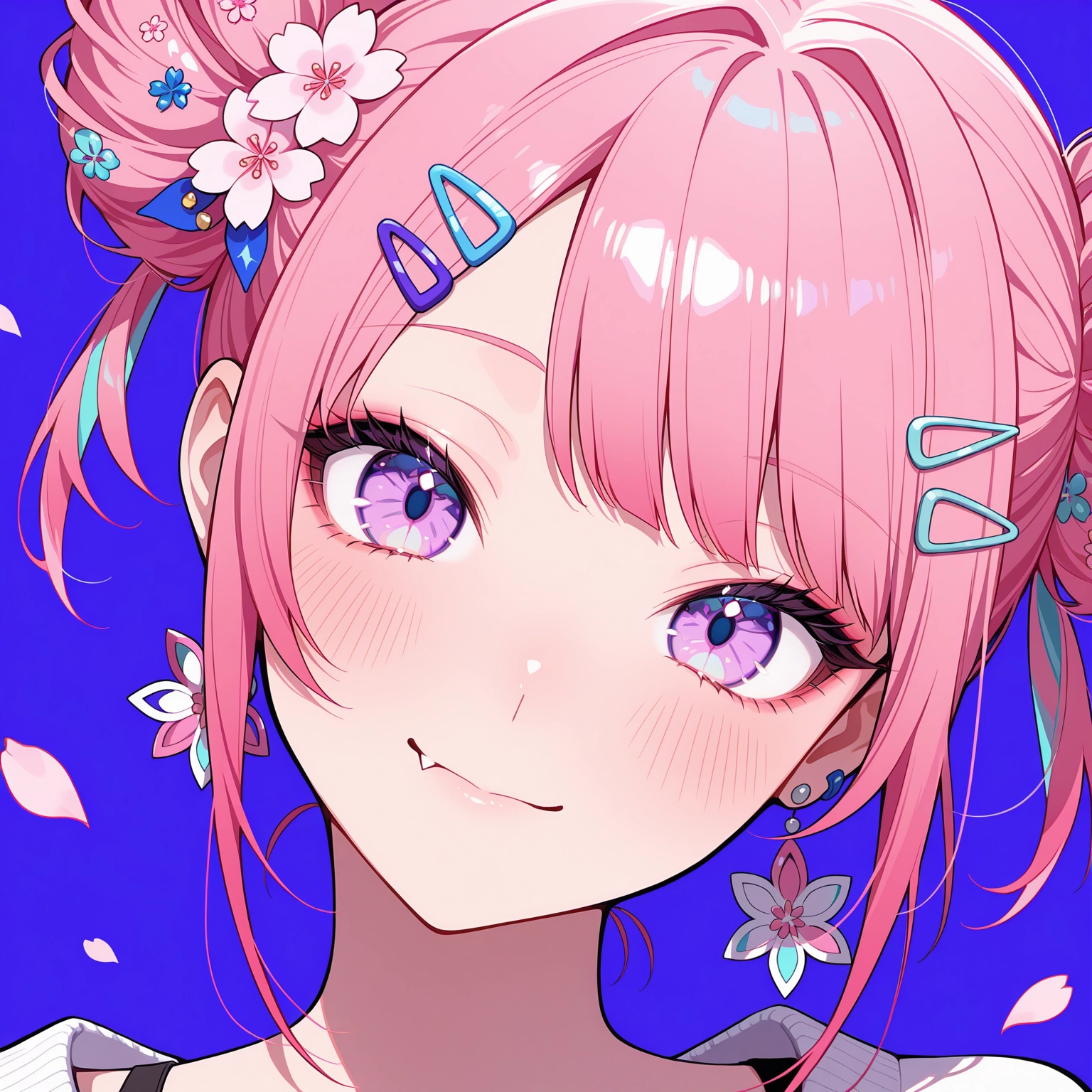 1girl, hair ornament, solo, earrings, jewelry, hair bun · Yamete.gg