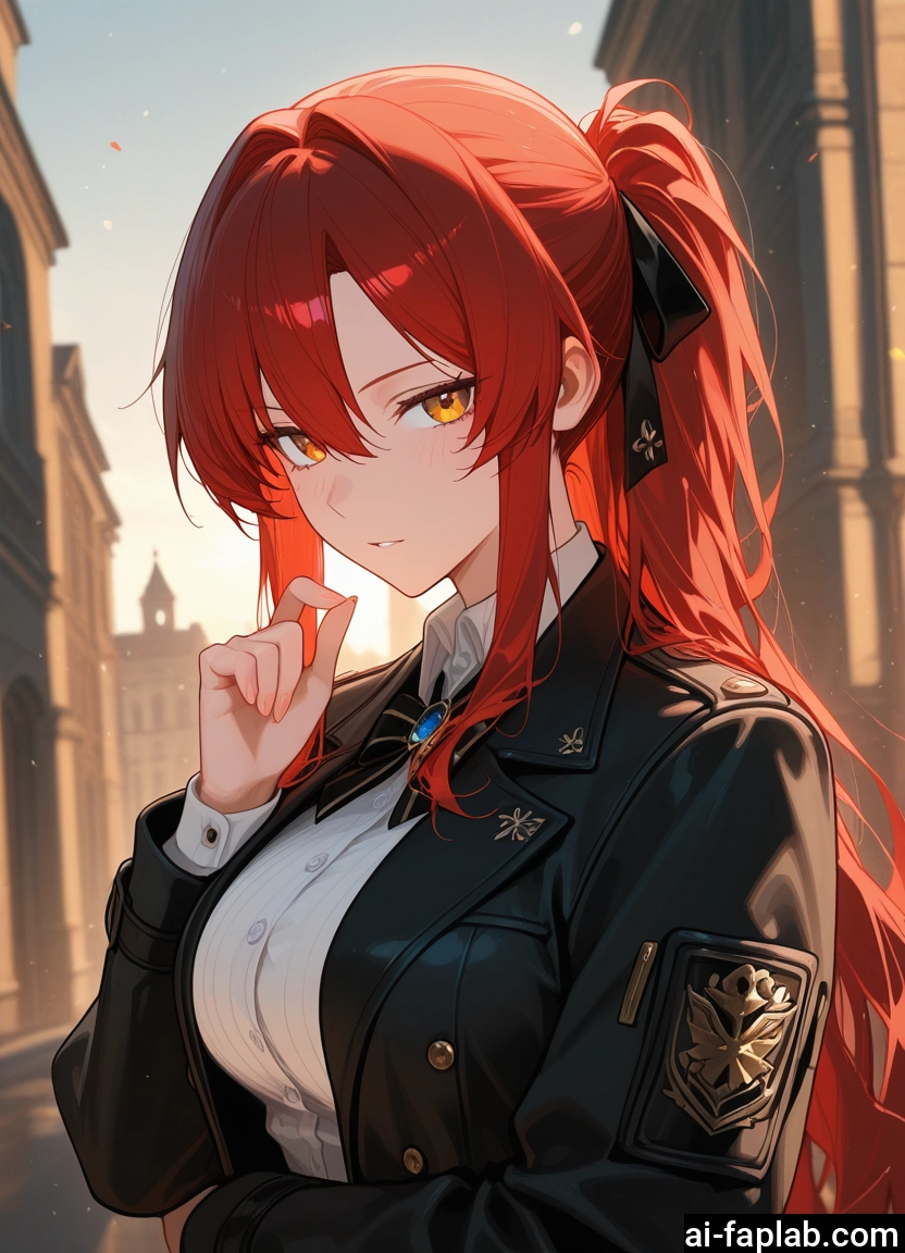 1girl, solo, red hair, long hair, looking at viewer, shirt · Yamete.gg