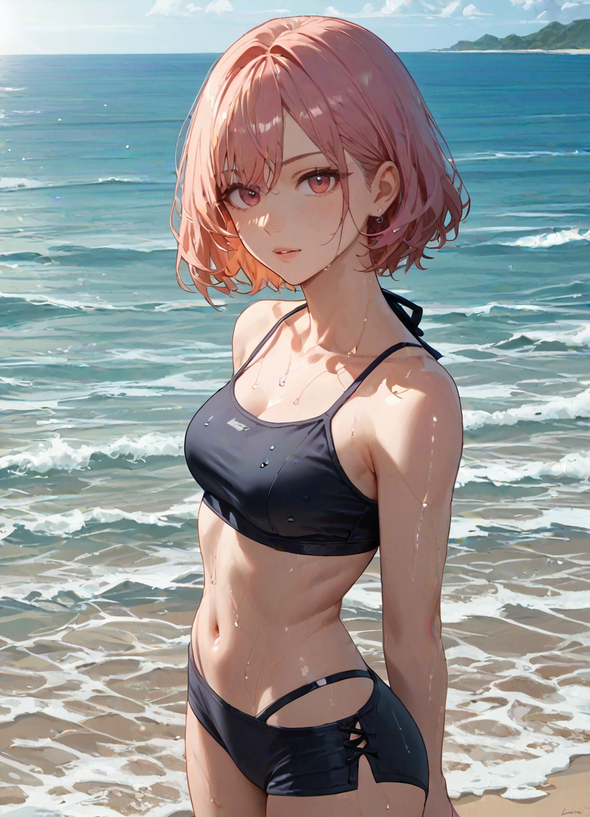 1girl, solo, breasts, outdoors, swimsuit, looking at viewer · Yamete.gg