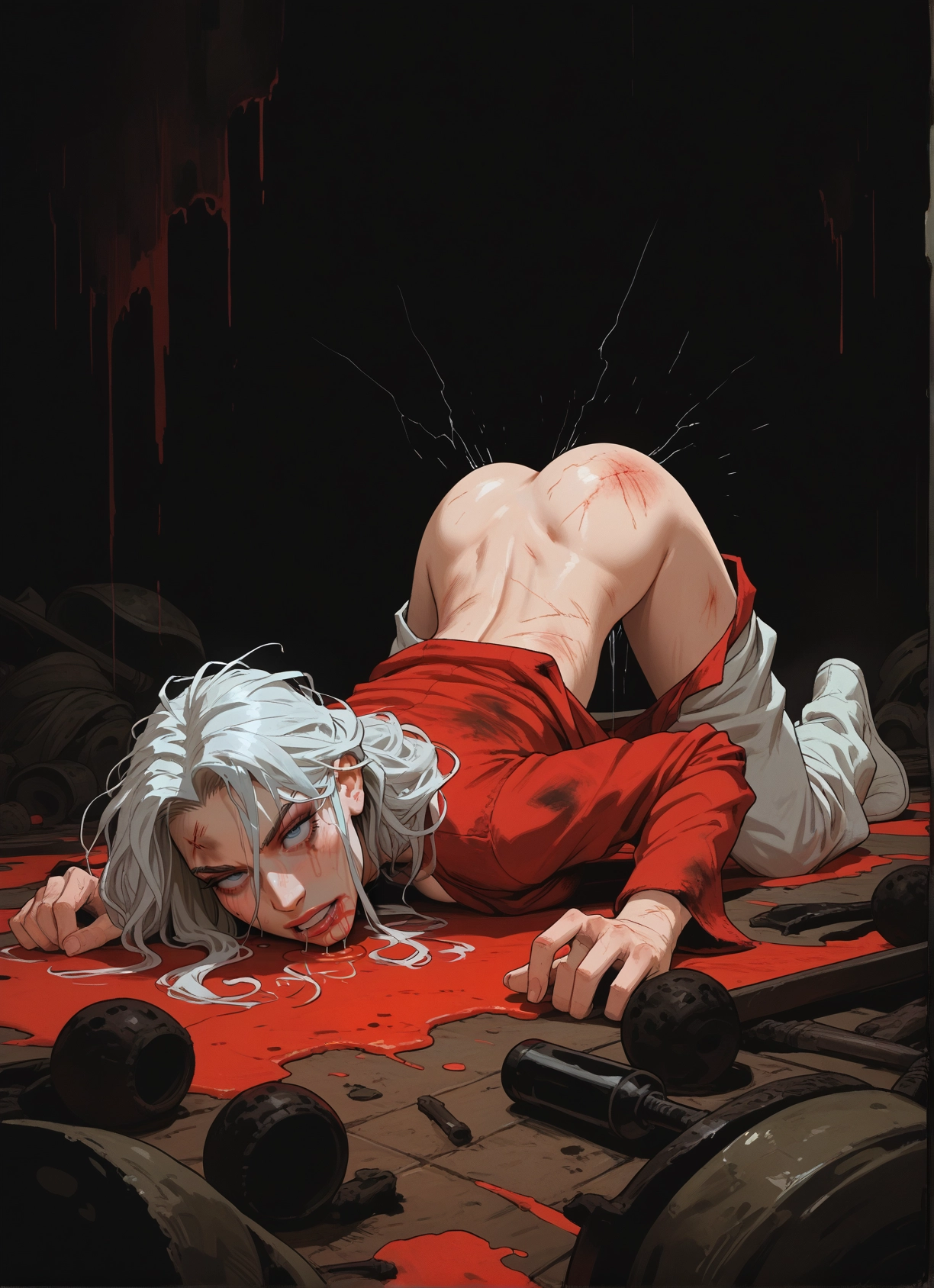 solo, top-down bottom-up, injury, ass, long hair, pants · Yamete.gg