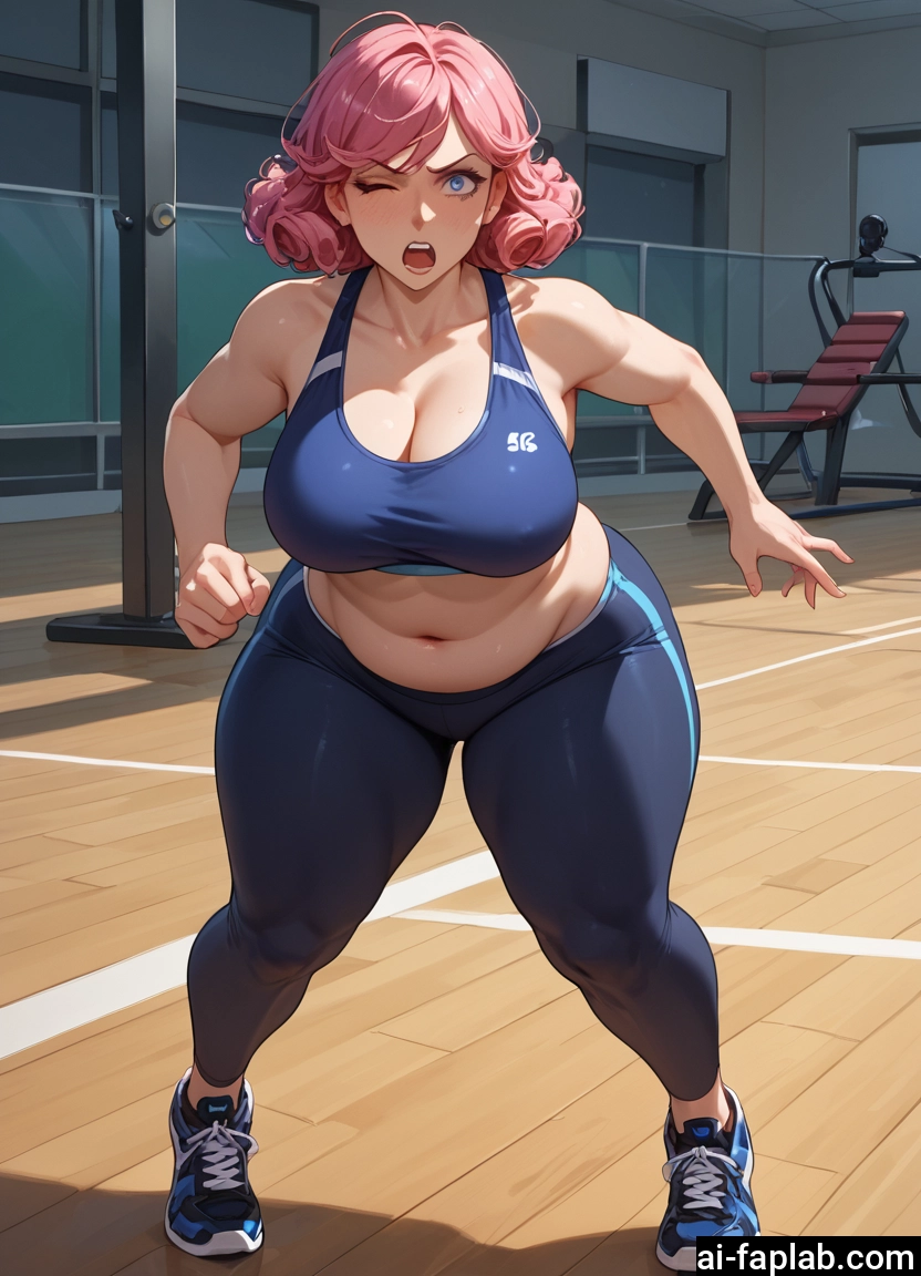 1girl, breasts, pink hair, one eye closed, navel, blue eyes · Yamete.gg