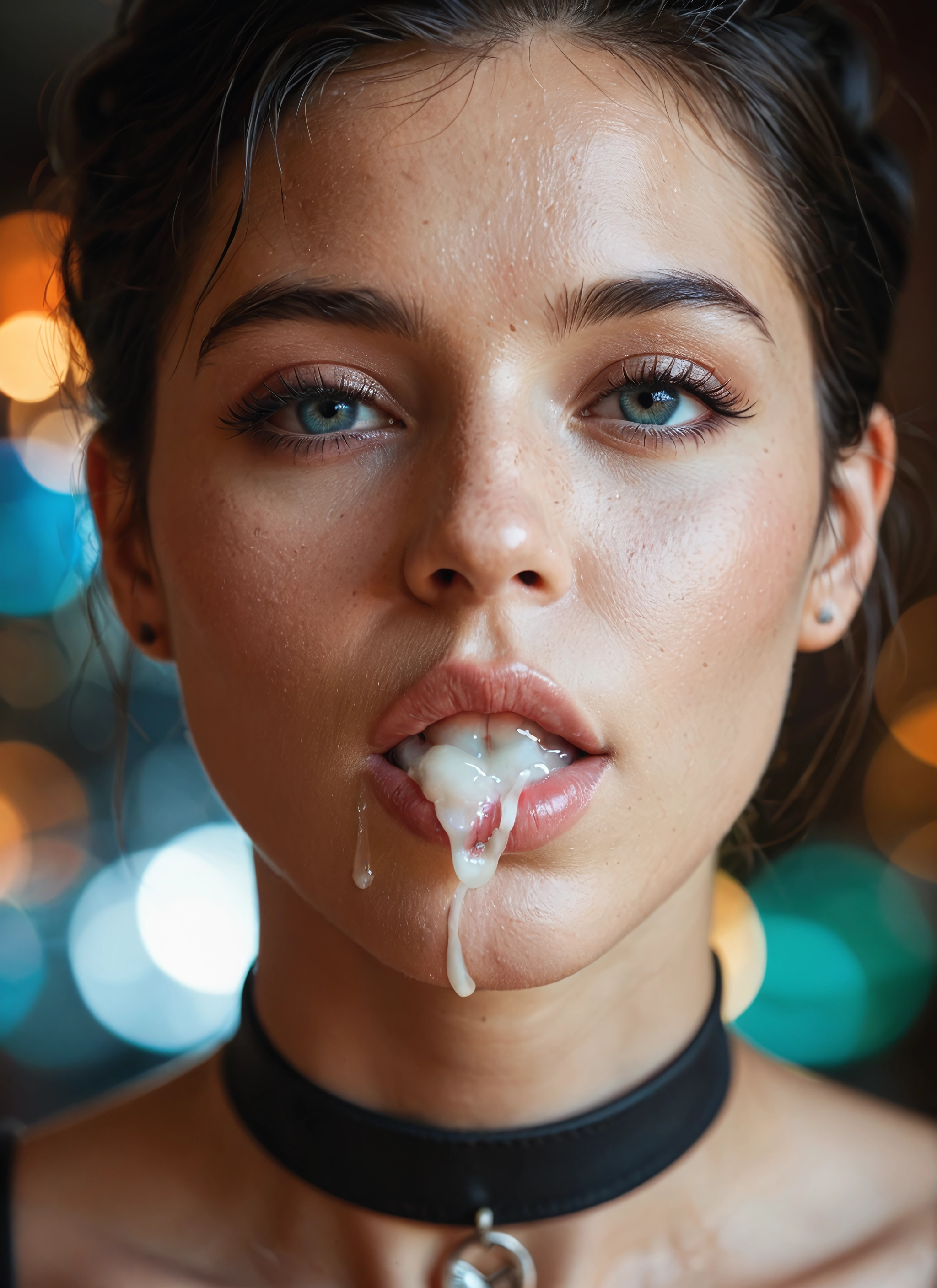 1girl, solo, cum, cum in mouth, looking at viewer, realistic · Yamete.gg