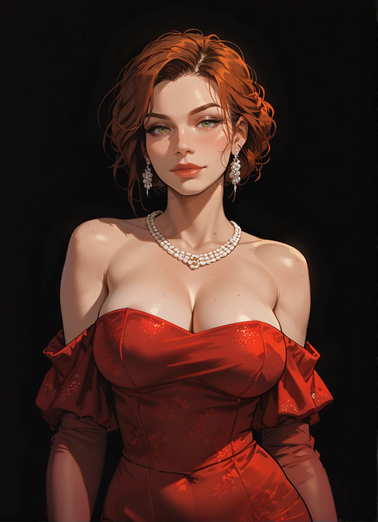 1girl, breasts, jewelry, dress, earrings, solo · Yamete.gg