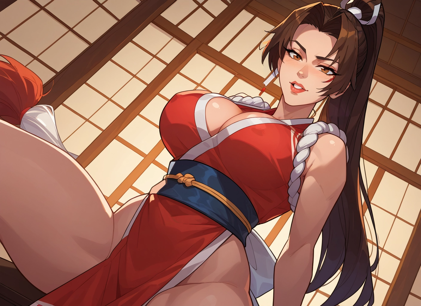 breasts, 1girl, brown hair, large breasts, brown eyes, long hair · Yamete.gg