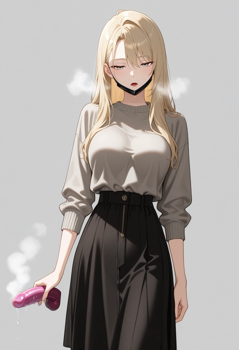 1girl, solo, mouth mask, mask, sex toy, skirt · Yamete.gg