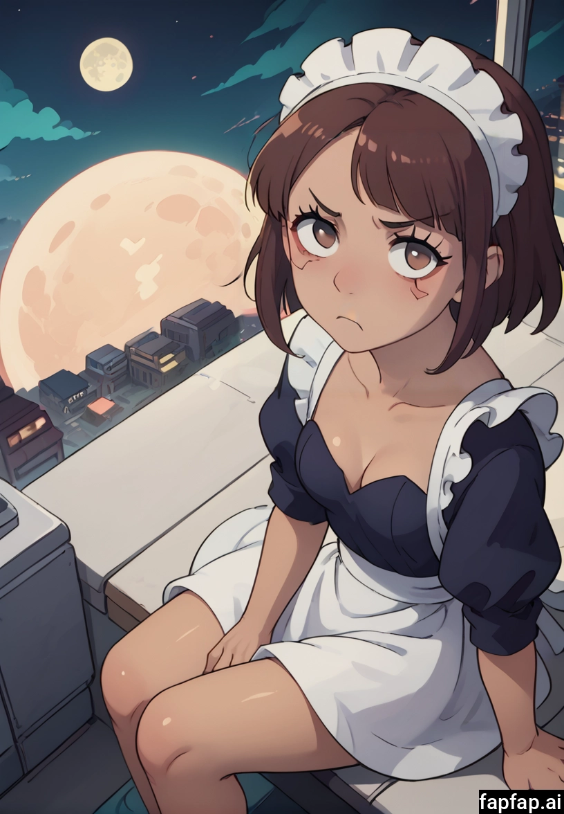 1girl, solo, breasts, brown hair, maid, maid headdress · Yamete.gg