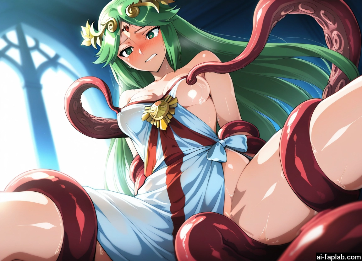 1girl, long hair, breasts, tentacles, green eyes, green hair · Yamete.gg