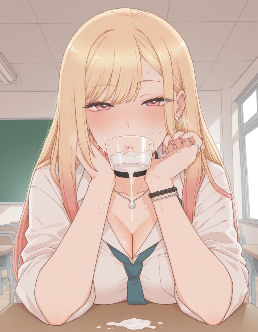 1girl, cum, kitagawa marin, gokkun, solo, blonde hair · Yamete.gg