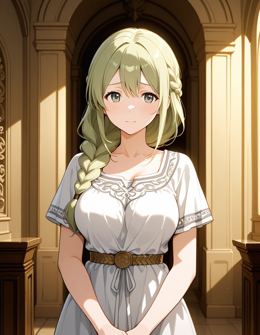 1girl, solo, braid, breasts, dress, looking at viewer · Yamete.gg