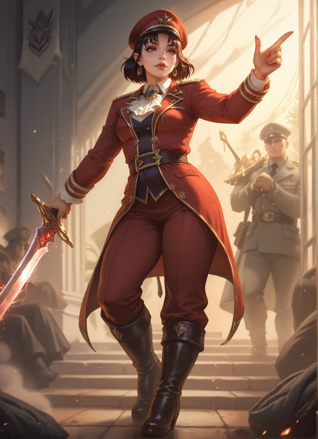 weapon, sword, 1girl, hat, boots, jewelry · Yamete.gg