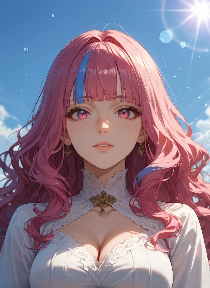 1girl, breasts, solo, pink hair, jewelry, earrings · Yamete.gg