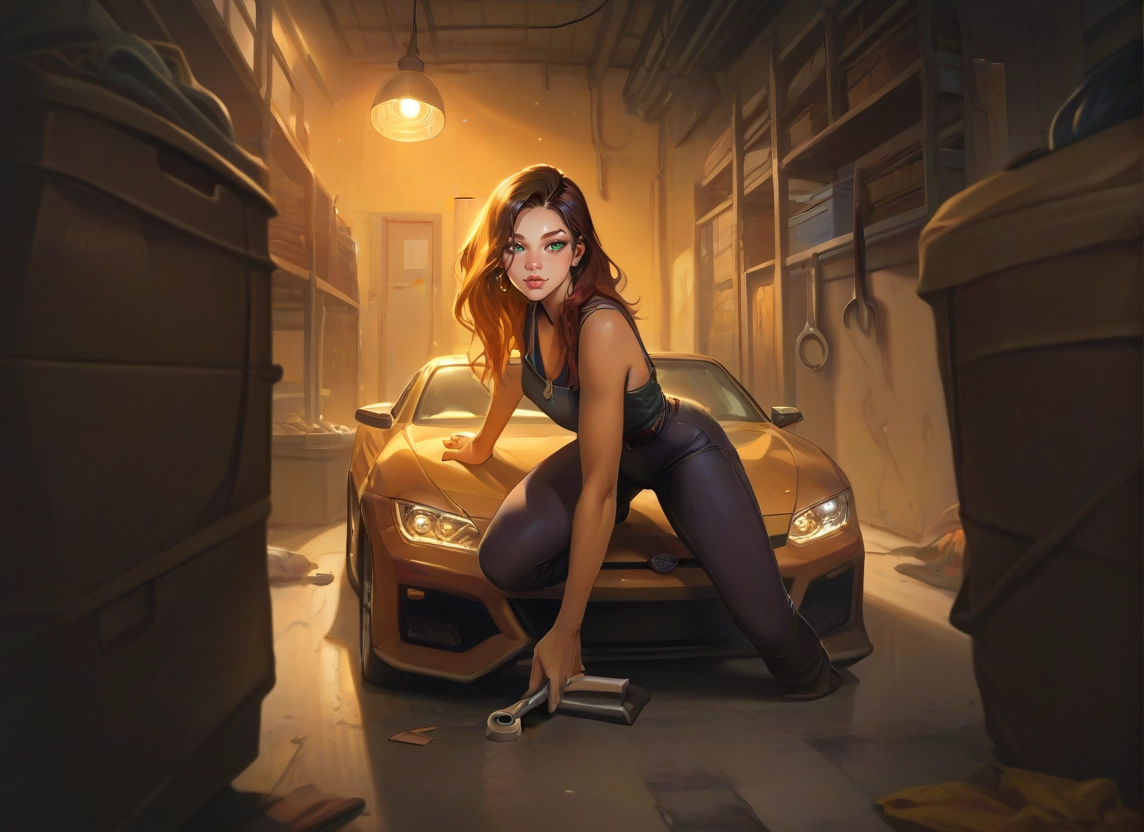 1girl, weapon, gun, ground vehicle, motor vehicle, car · Yamete.gg