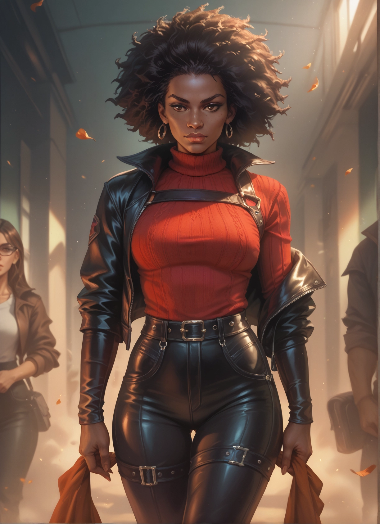jewelry, jacket, earrings, pants, sweater, hoop earrings · Yamete.gg