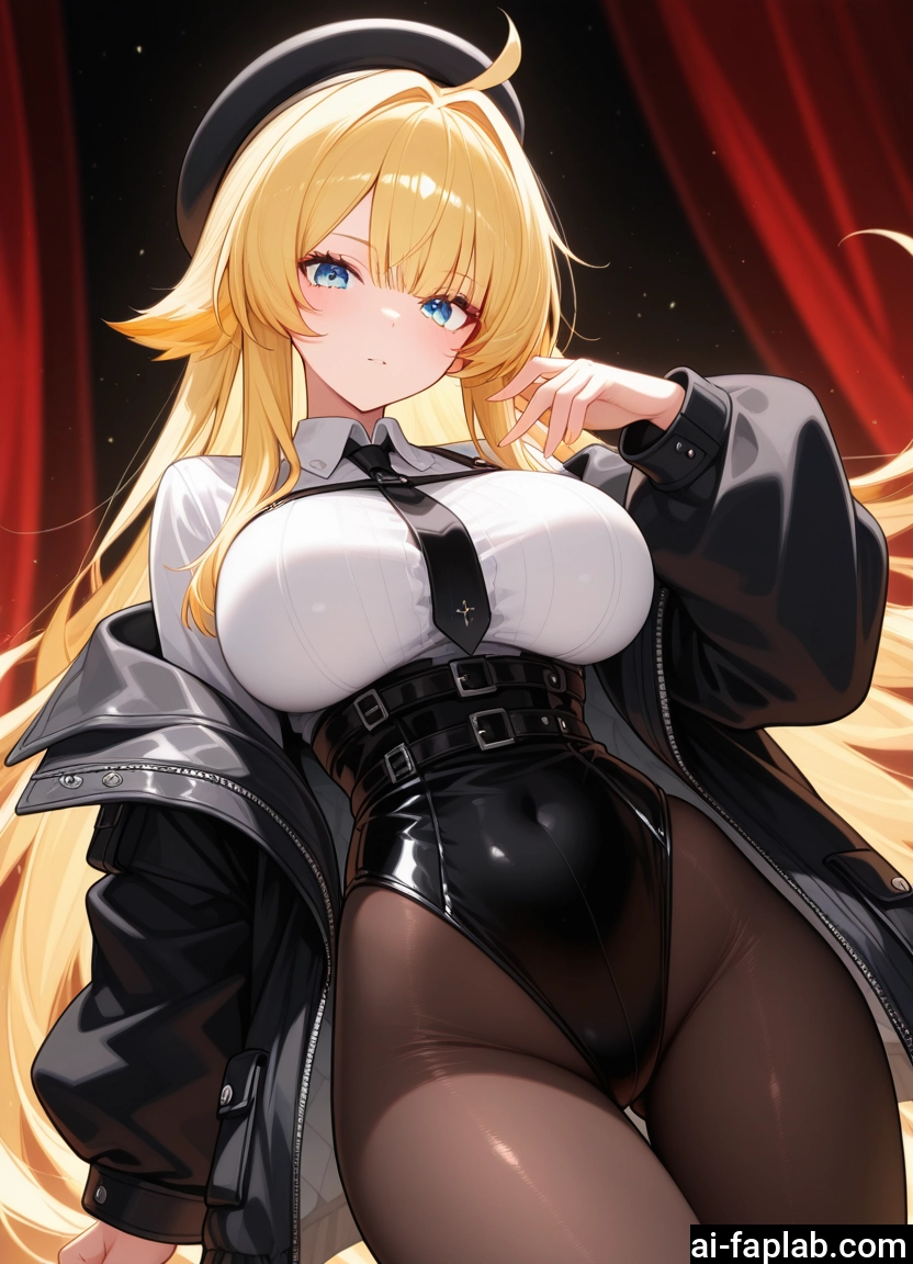 1girl, breasts, blonde hair, long hair, solo, pantyhose