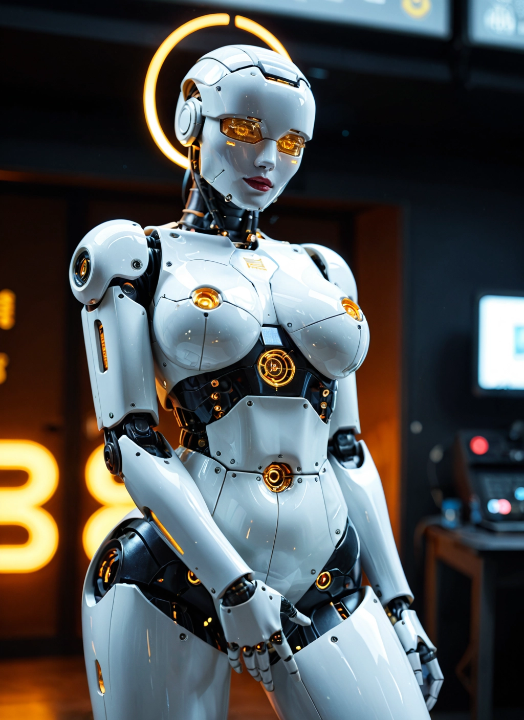 1girl, solo, breasts, robot joints, halo, humanoid robot · Yamete.gg