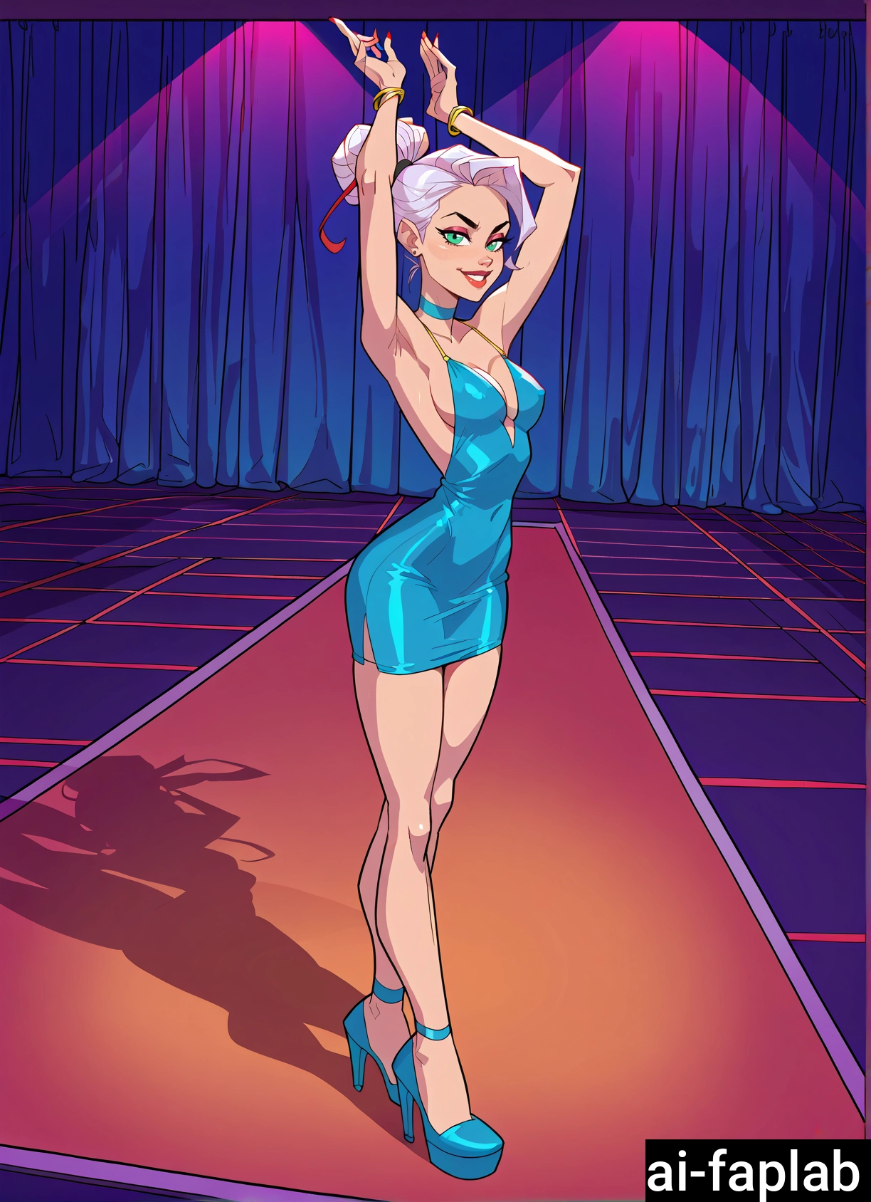 1girl, breasts, dress, high heels, solo, jewelry · Yamete.gg