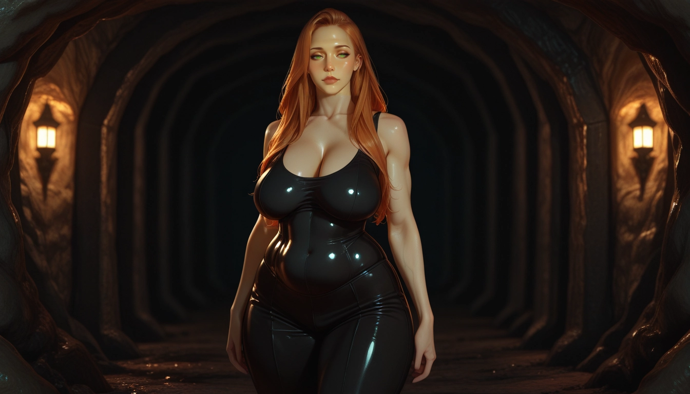 1girl, breasts, solo, long hair, green eyes, cleavage · Yamete.gg