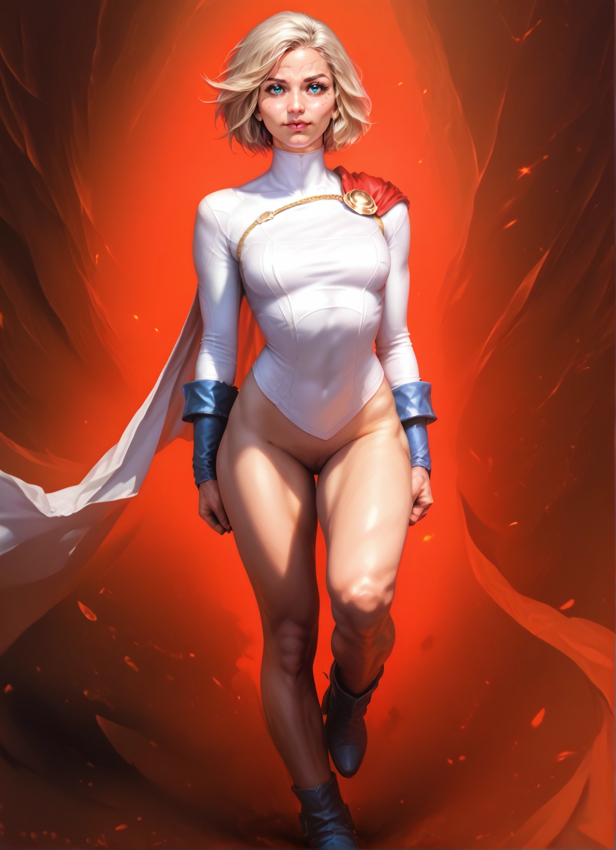 1girl, solo, blonde hair, blue eyes, cape, short hair · Yamete.gg