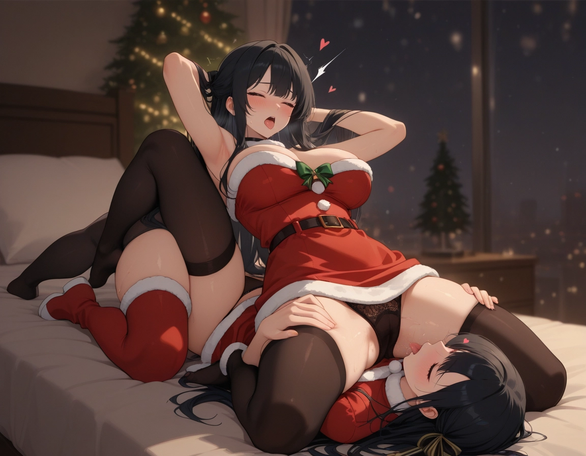 multiple girls, 2girls, yuri, black hair, thighhighs, panties · Yamete.gg