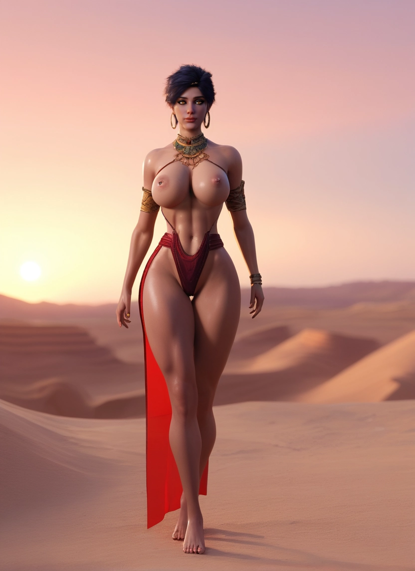 1girl, breasts, nipples, solo, jewelry, barefoot · Yamete.gg