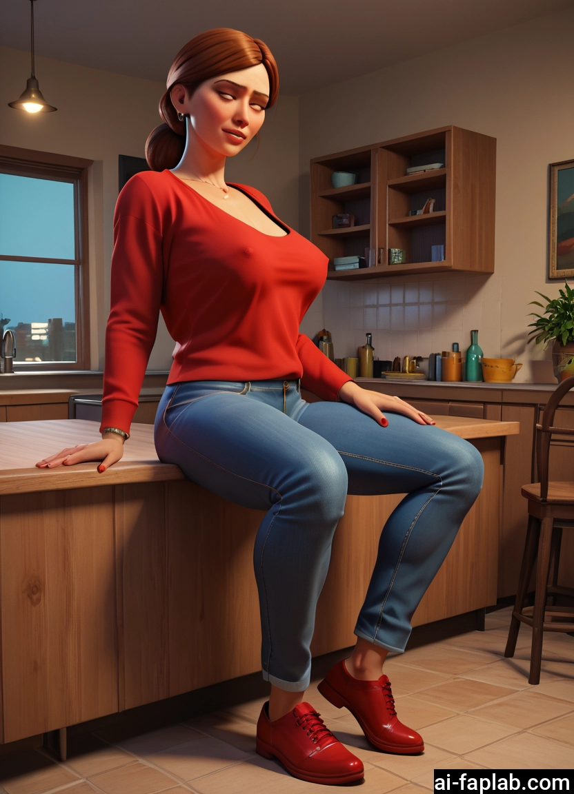 1girl, pants, breasts, solo, jewelry, denim · Yamete.gg