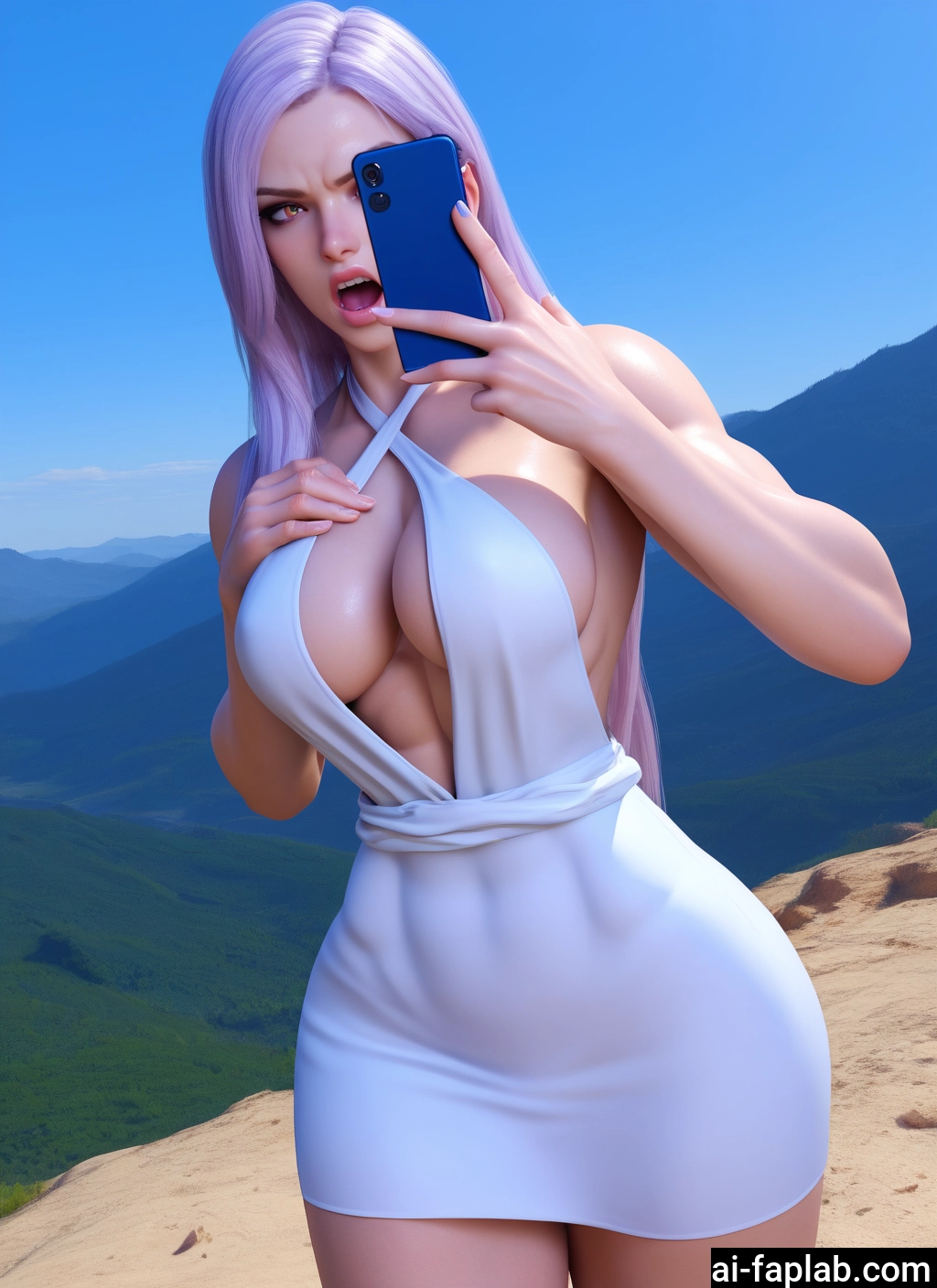 1girl, breasts, phone, dress, cellphone, long hair · Yamete.gg