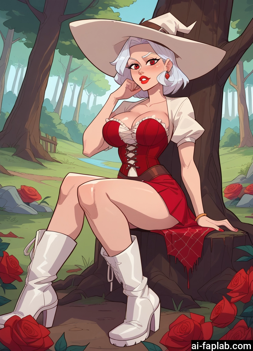 1girl, breasts, hat, boots, jewelry, witch hat