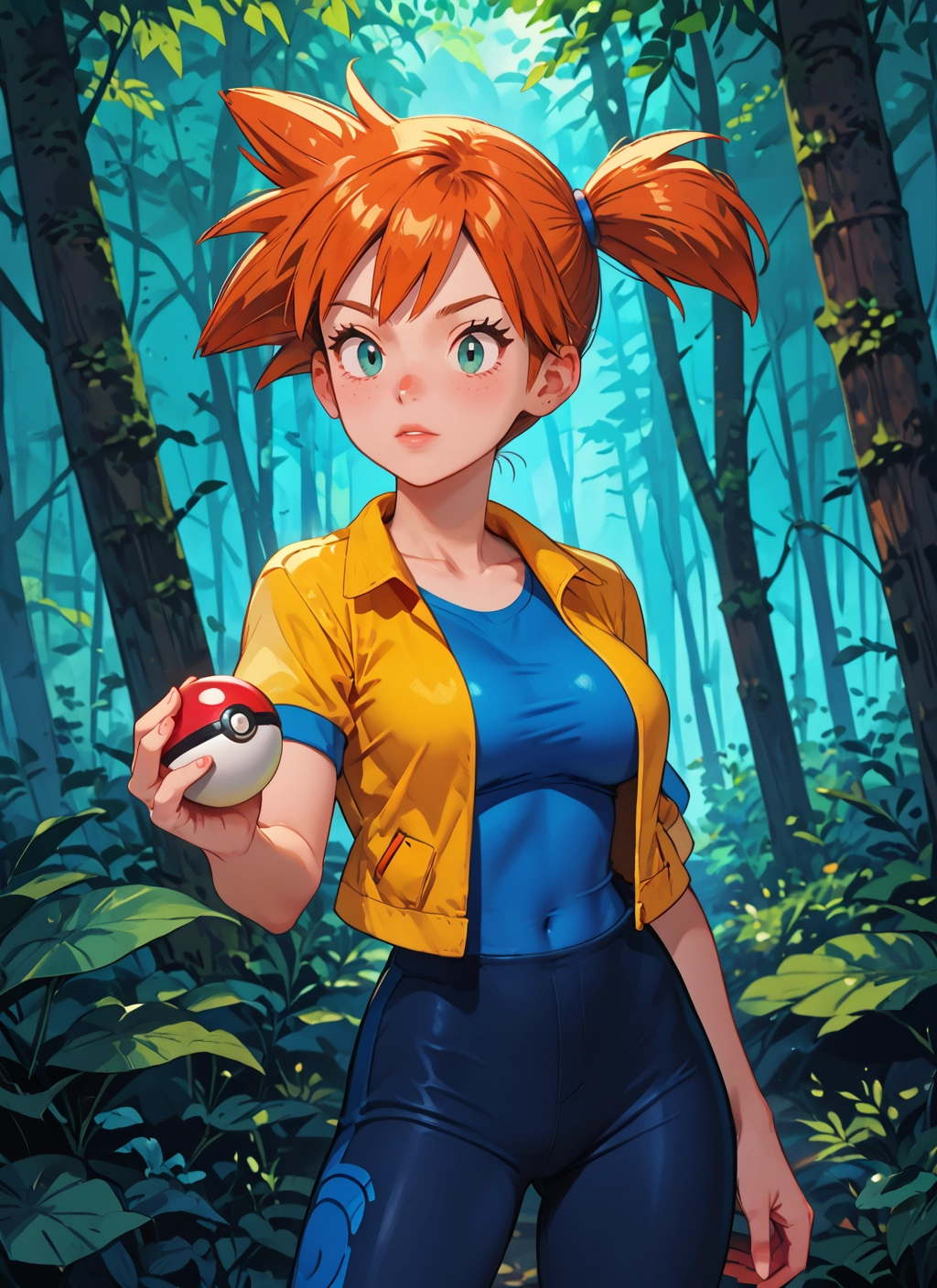 1girl, solo, orange hair, breasts, side ponytail, holding · Yamete.gg