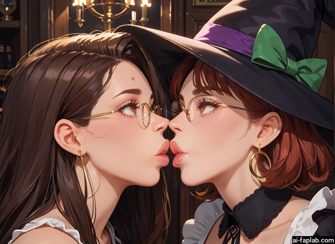 multiple girls, 2girls, hat, witch hat, jewelry, yuri · Yamete.gg