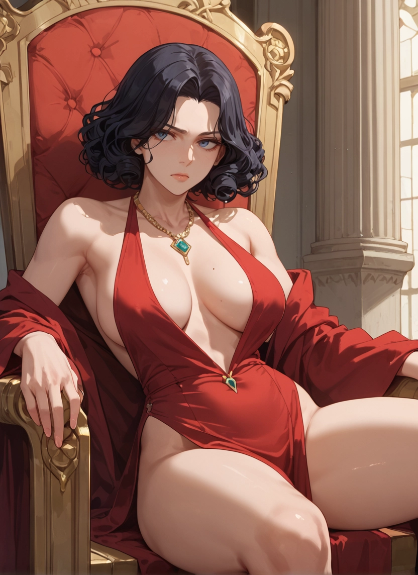 breasts, 1girl, dress, jewelry, blue eyes, mole · Yamete.gg