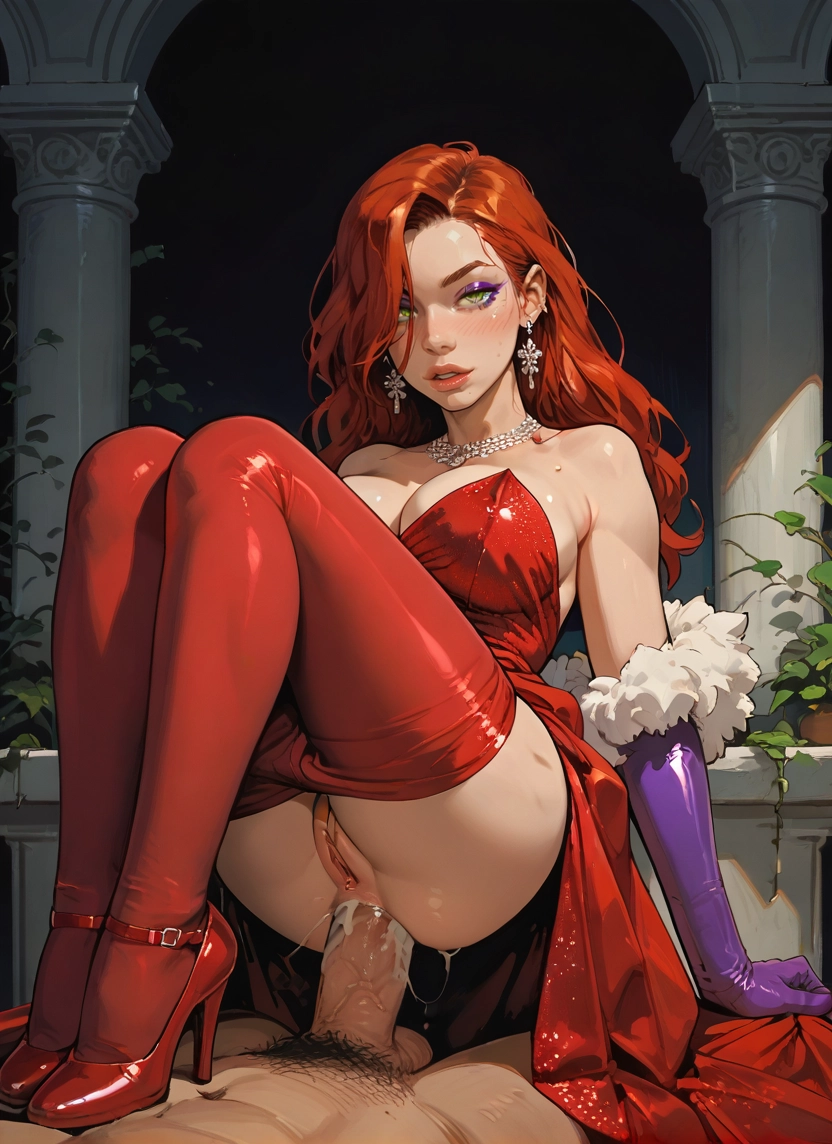 1girl, penis, breasts, 1boy, gloves, dress · Yamete.gg
