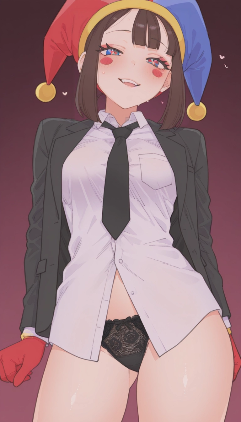 1girl, gloves, solo, panties, underwear, red gloves · Yamete.gg