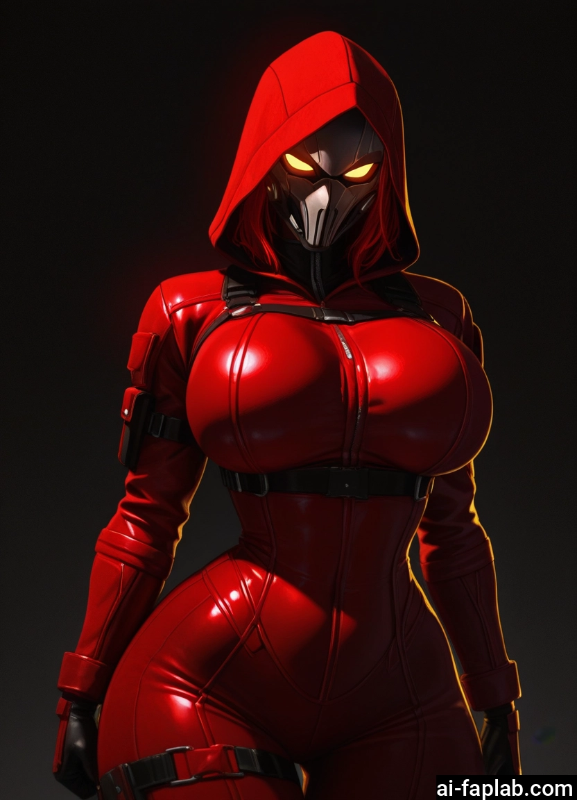 1girl, breasts, bodysuit, solo, hood, mask · Yamete.gg