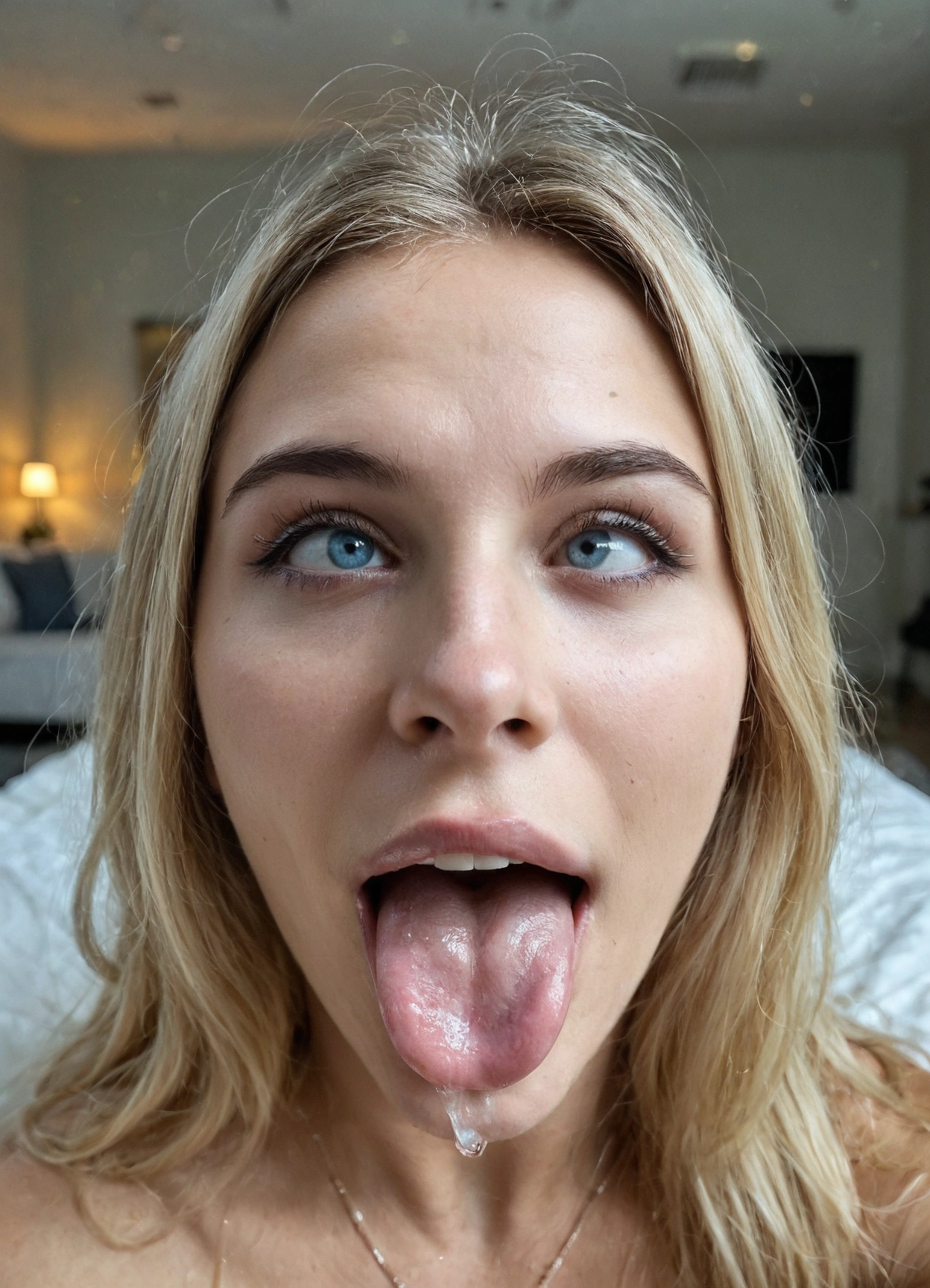 1girl, tongue, solo, realistic, tongue out, blue eyes · Yamete.gg