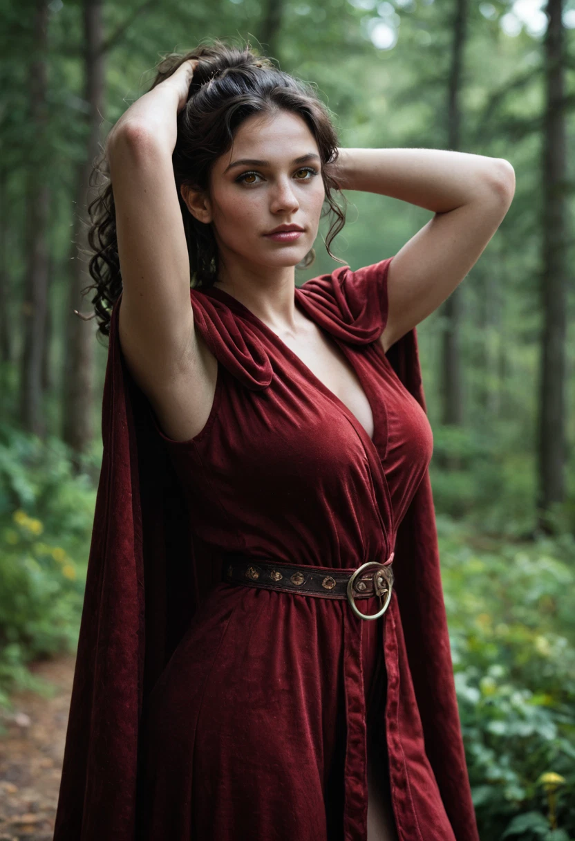 1girl, solo, realistic, dress, red dress, black hair · Yamete.gg