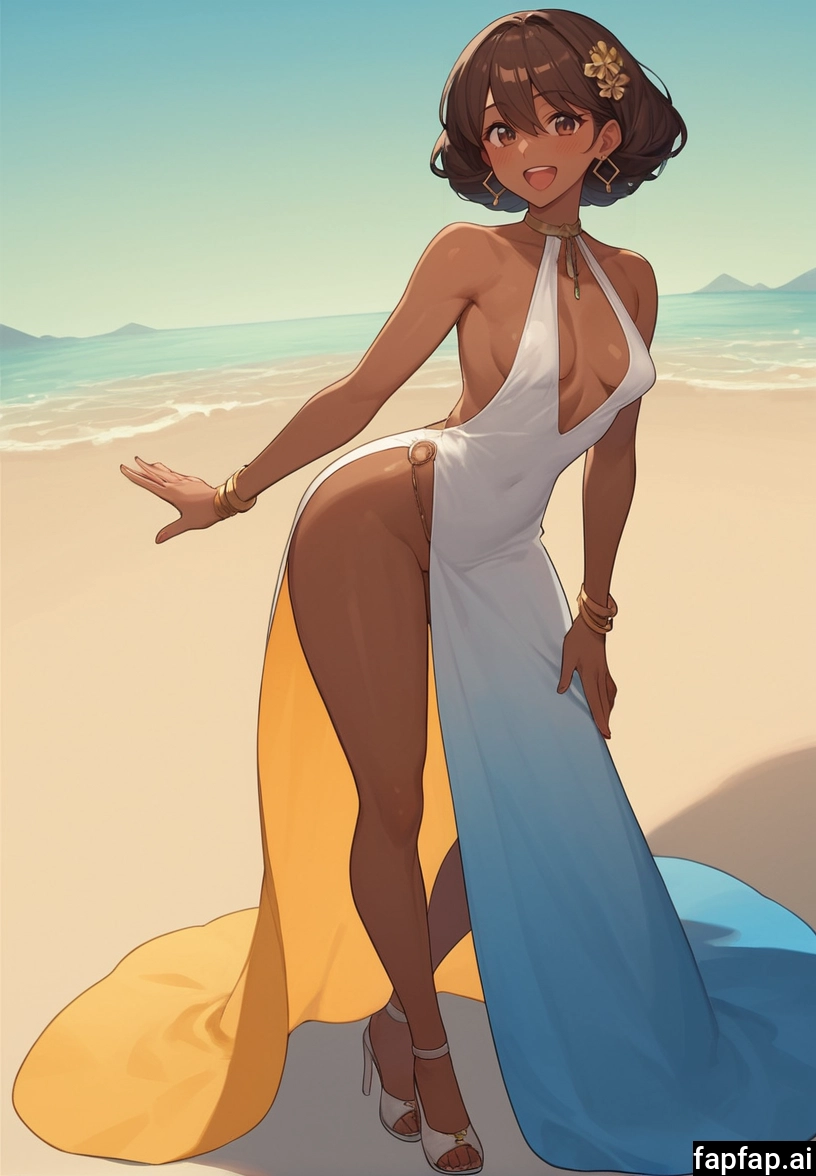 1girl, dark-skinned female, breasts, dark skin, solo, dress