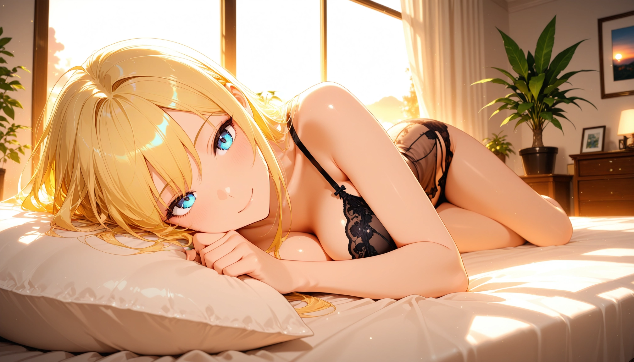 1girl, breasts, blonde hair, solo, smile, blue eyes · Yamete.gg