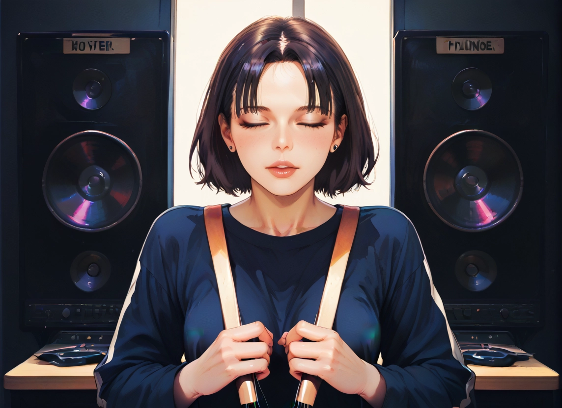1girl, closed eyes, solo, short hair, jewelry, earrings