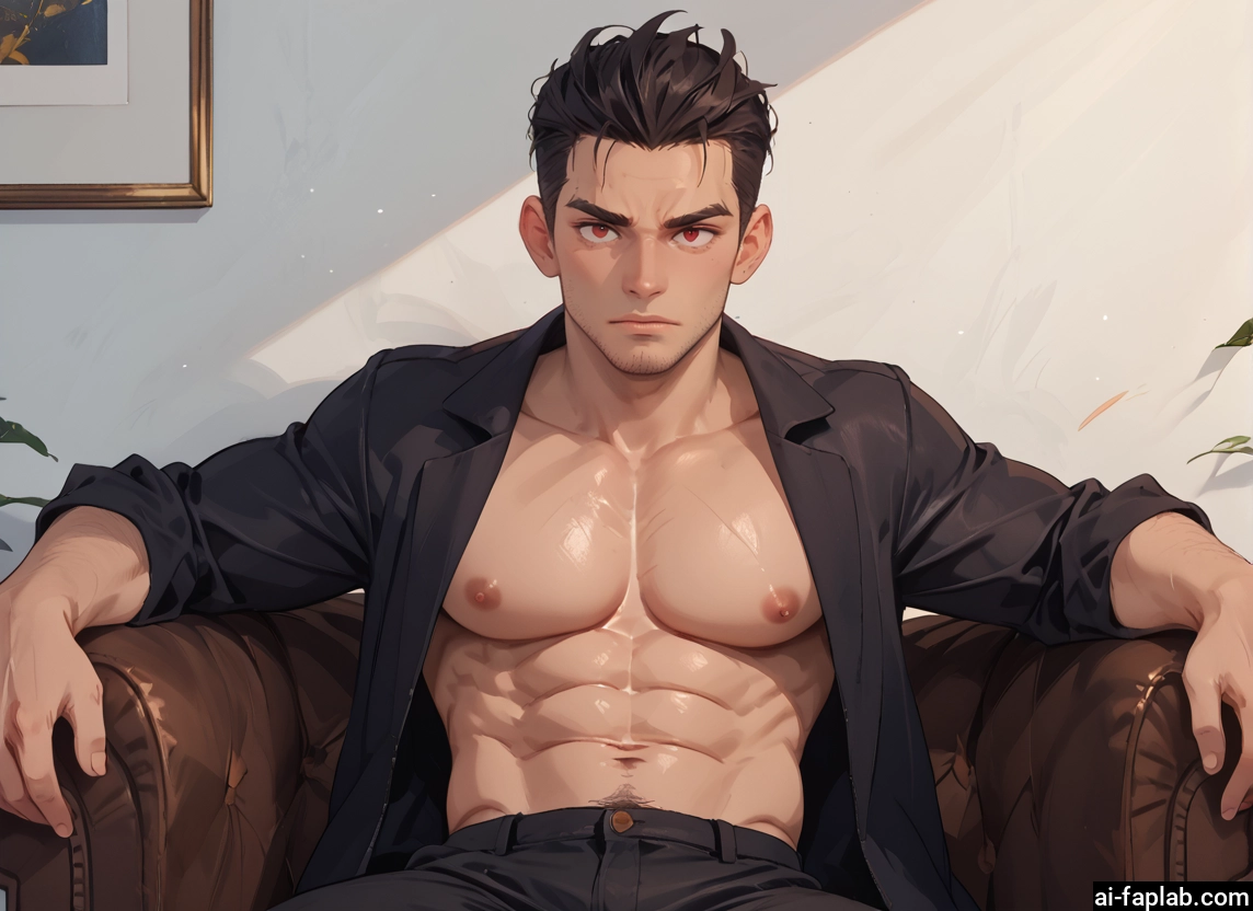 male focus, 1boy, solo, pectorals, nipples, muscular male · Yamete.gg