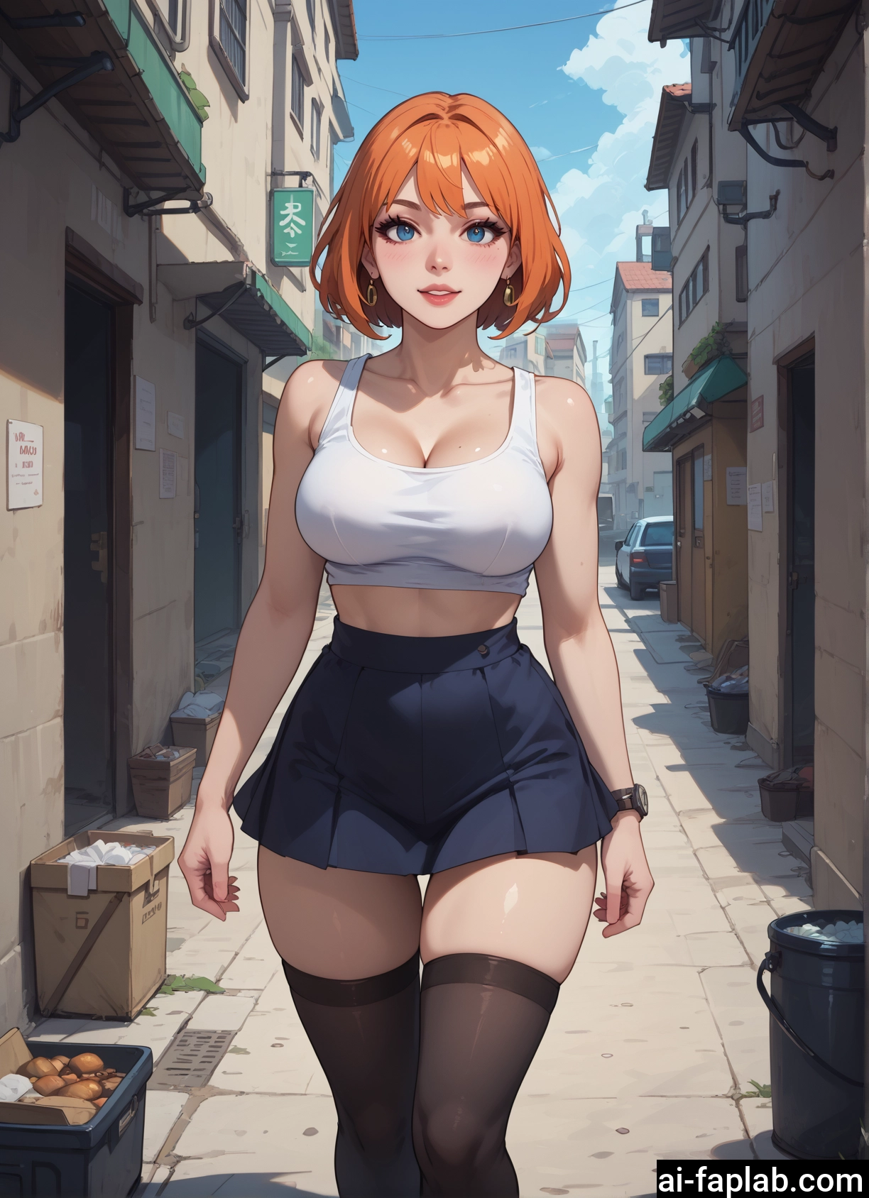 breasts, 1girl, thighhighs, skirt, blue eyes, jewelry