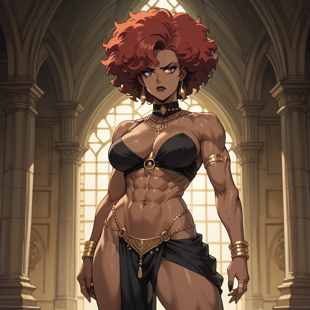 jewelry, 1girl, breasts, solo, red hair, abs · Yamete.gg