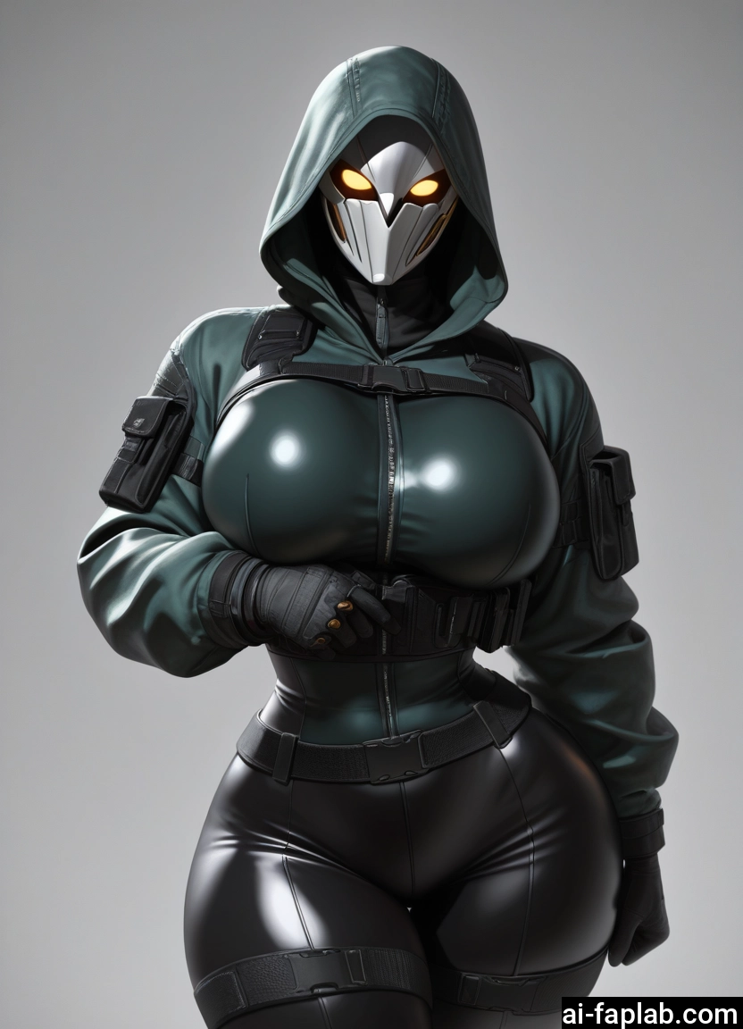 1girl, breasts, solo, hood, bodysuit, mask · Yamete.gg