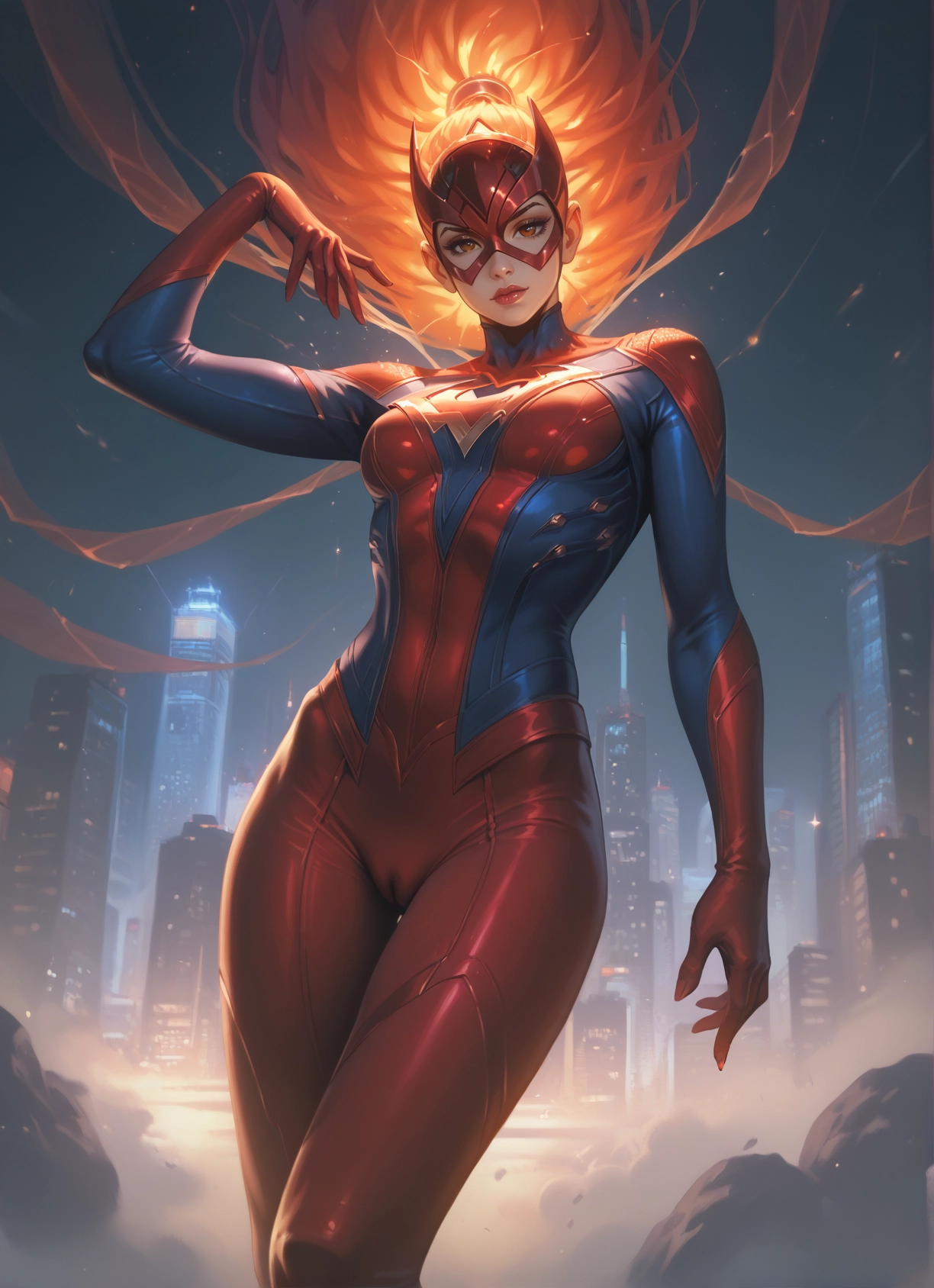 1girl, solo, bodysuit, mask, breasts, long hair · Yamete.gg
