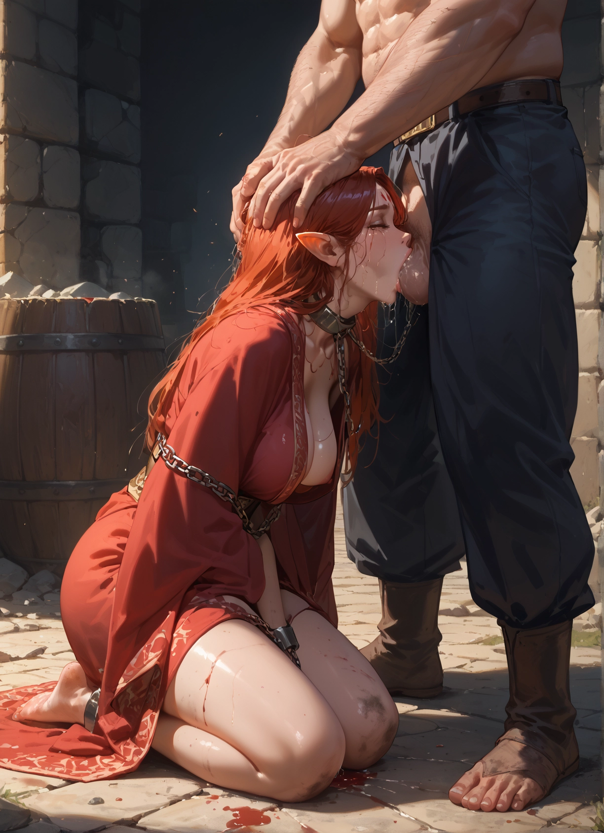 1girl, oral, 1boy, hetero, fellatio, pointy ears · Yamete.gg