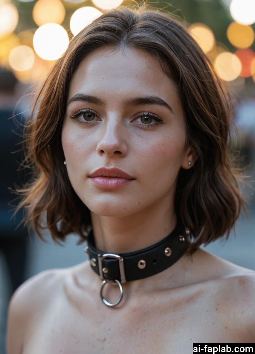 1girl, solo, collar, brown hair, brown eyes, jewelry · Yamete.gg