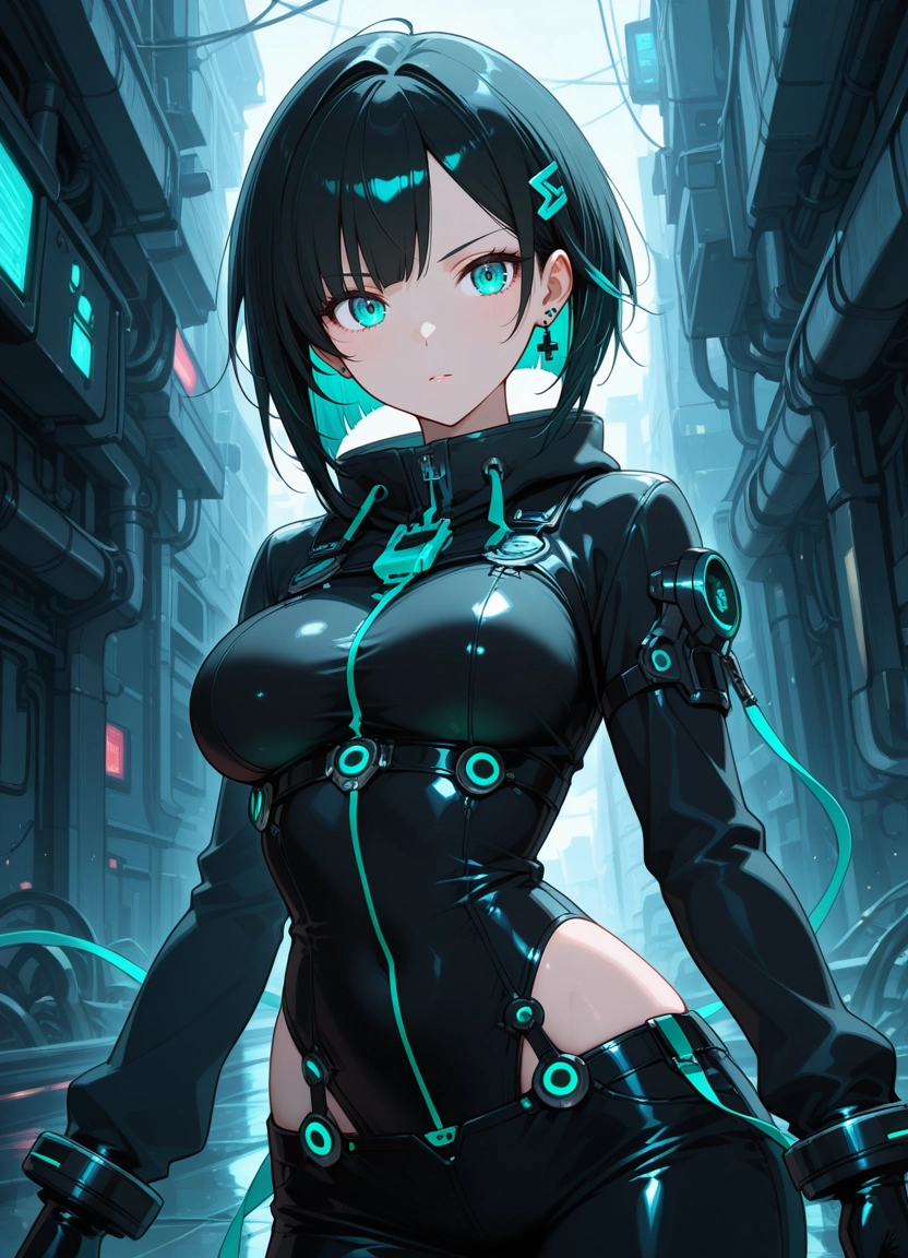 1girl, solo, breasts, earrings, jewelry, black hair · Yamete.gg