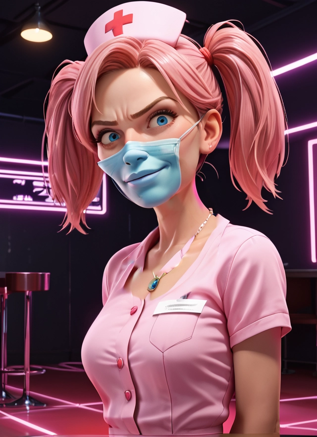 1girl, mask, hat, mouth mask, twintails, pink hair · Yamete.gg