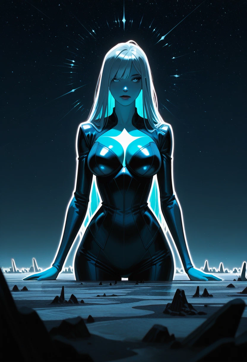 1girl, breasts, long hair, solo, bodysuit, star (sky) · Yamete.gg