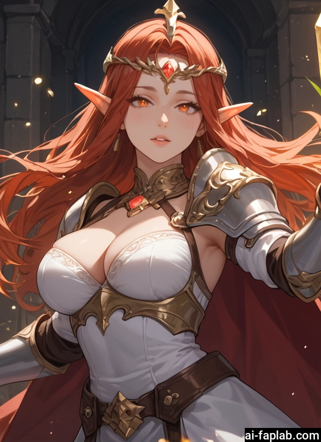 breasts, 1girl, pointy ears, long hair, solo, cleavage · Yamete.gg